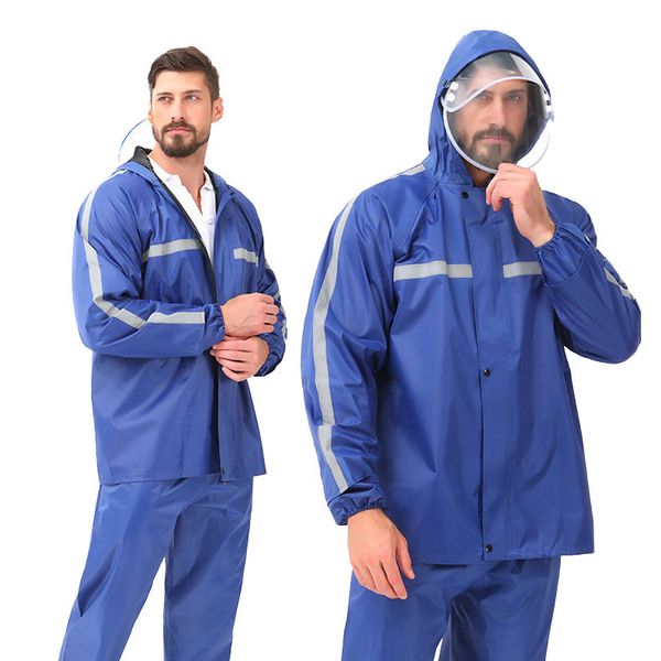 2025 Hot Sale Waterproof Adult Raincoat XL Size Hooded Reflector Poncho Rainwear with Logo Decoration for Work