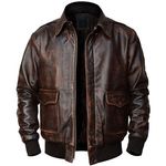 Genuine Sheepskin Bomber Leather Jacket Men Motorcycle Leather Jackets Brown Color Men's Leather Jacket