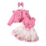 Korean Style Rose Baby Girl Birthday Dresses for 2Y Flower Girl Child Clothes for Birthday Party Kid Girl Dress with Jacket