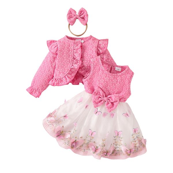 Korean Style Rose Baby Girl Birthday Dresses for 2Y Flower Girl Child Clothes for Birthday Party Kid Girl Dress with Jacket
