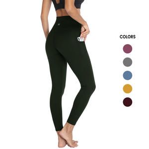 High Quality Custom Athletic Compression Gym Running Yoga Leggings Black Breathable Tights Pants Inner Pocket Logo Waist Sport