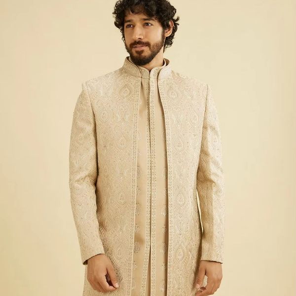 Elegant Men's Wedding Sherwanis Latest Collection of Groom Wear Ethnic Outfits Handmade Long Coats with Churidar Payjama