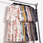 Elegant Floral Print Women Dress Spring Summer Casual O Neck Long Sleeve Chiffon a Line Long Maxi Dress Party Vestidos
