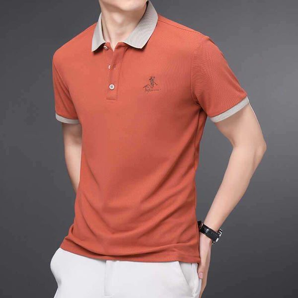 High Quality Men's High-End Slim Polo Shirt Business Casual Half-Sleeve Fashionable Embroidered Logo Breathable Knitted Tops