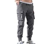 Men's Casual Cargo Pants Summer New Fashion Trend Multi-Pocket Plus Size Polyester Fibre Mid Waist