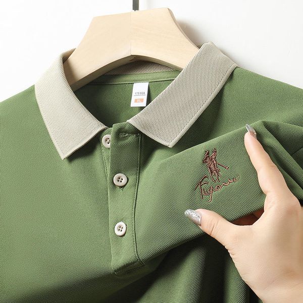 Wholesale Summer Business Color Matching Summer T-shirt Men Short Sleeve Tshirts Turn-down Collar Golf Shirt