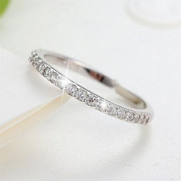 925 Sterling Silver Fine Row Diamond Ring Female INS tide Niche Design Index Finger Diamond Ring Simple Net Red Hand Ornaments