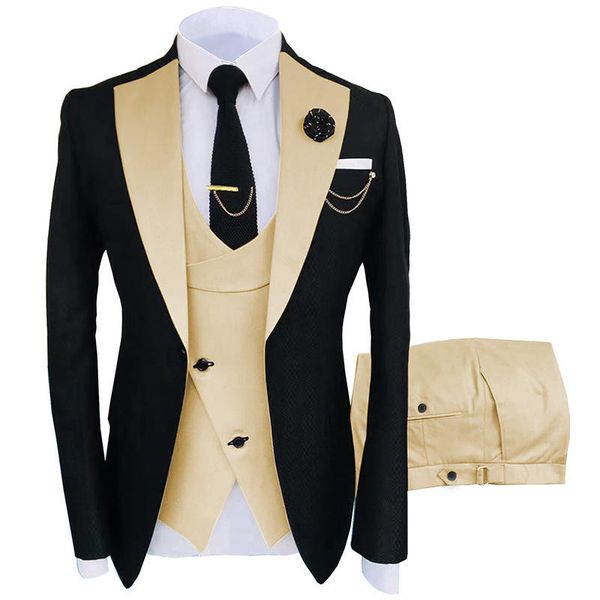 Hot Sale Male 3 Piece Suits Men Single Breasted One Button Men Wedding Dress Slim Fit Business Casual Suit for Men