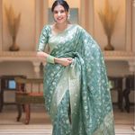 Indian Bollywood Women Soft Lichi Silk Sari Blouse Beautiful Party Wedding Wear Ethnic Saree