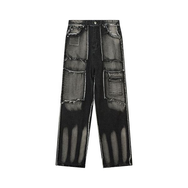 Wholesale OEM ODM Men's Baggy Fit Jeans Pants Premium Quality High-End Young Style Factory Breathable Print Solid Summer Autumn