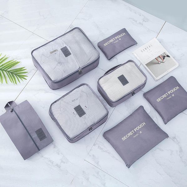 6 PCS Travel Storage Bag Set for Clothes Tidy Organizer Wardrobe Suitcase Pouch Travel Organizer Bag Case Shoes Packing Cube Bag