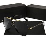 High Quality Men's Designer Polarized Sunglasses Famous Brands Luxury Metal Shades for Driving Black and Red Frame Colors