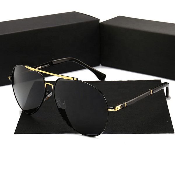 High Quality Men's Designer Polarized Sunglasses Famous Brands Luxury Metal Shades for Driving Black and Red Frame Colors