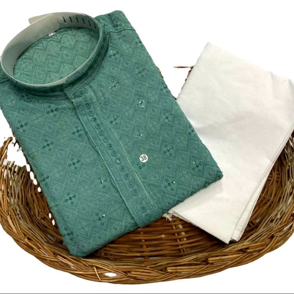 100% Top Quality Muslim Men Wear Real Mirror Work Traditional Eid& Ramdan Month Special Stunning Look Kurta Set