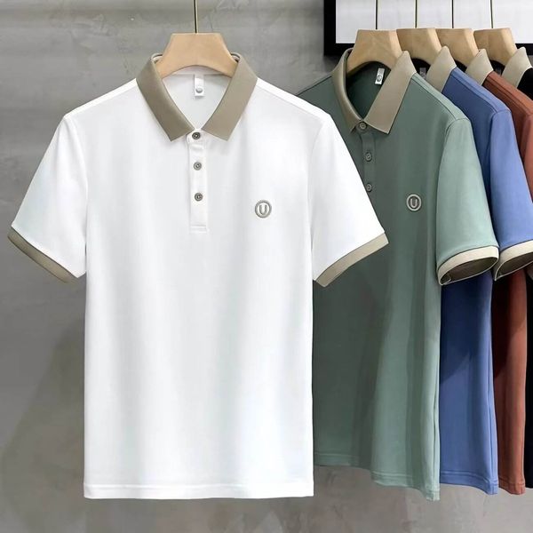 Men's High-End Pure Cotton Polo Shirt Embroidered Fashion Brand Work Clothes Plus Size Youth Business T-Shirt Solid