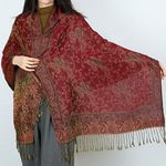 Ethnic Wind Jacquard Shawl Warm Shawl Autumn Winter Women's Scarf Short Fringe Long Ethnic Wind Neck Wholesale