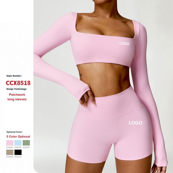 Hot Sale High Quality Sports Bra High Waist Leggings Suit Long Sleeve Workout Wear Gym Sportswear Women Fitness Clothes Yoga Set