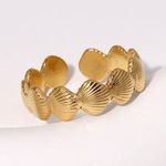 Berserk Elegant Golden Shell Inspired Stainless Steel Open Rings for Girls Gifts