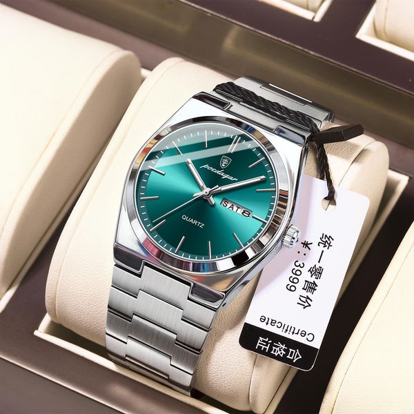 Poedagar 930 Top Brand Luminous Hands Quartz Watch for Men Fashion Business Calendar Wristwatch Luxury Stainless Steel Watches