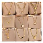Wholesale Stainless Steel 18K Gold Layered Shell Clover Heart Pendant Necklace Minimalist Lock Bow Chain Necklace for Women Gift