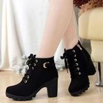 Factory Direct Selling Women's Metal Belt Buckle Chunky Heel High Heel Bootie Large Size Female Boots