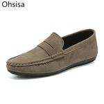 New Men Youth SLIP-ON Dress Bean Shoes PU Velour Leather Summer Spring Half Slipper Flats Loafers Breathable Casual Shoes
