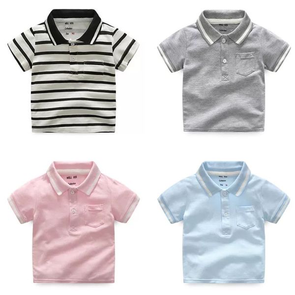 Cheap Wholesale OEM Service Wide Stripe Children Boys Polo t Shirts Boys Mix Color Kids Clothes From Bangladesh
