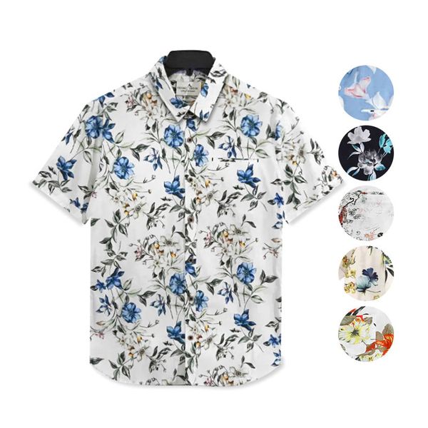 OEM/ODM Custom Short Sleeve Vacation Tropical Resort Floral Aloha Printed Casual Men's Beach Hawaiian Shirts for Men