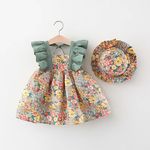 Summer Toddler Dresses for Girls Korean Fashion Flowers Sleeveless Beach Princess Dress+Hat Baby Clothes