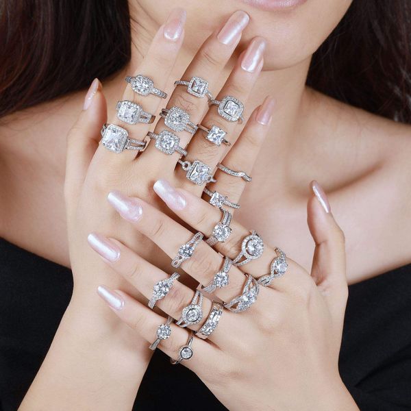 Ladies Jewellery Silver 925 Rings Love Heart Fashion Diamond Wedding Party Ring for Women Silver Jewelry