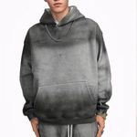 Y2K High Street Men's Zip-Up Hoodie Acid Washed Pink Vintage with High Quality Embroidery Patch High-End Hoodie