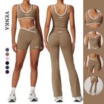 Women Contrast Color 2 Piece Compression Sportswear Fitness Bra Tank Top Butt Lift Cross Shorts Leggings Ladies Fitness Yoga Set